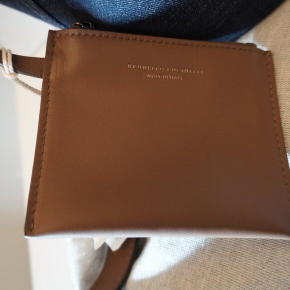 Brunello Cucinelli Denim Duo Bucket Bag with Leather Coin New Tag Sleeper $3,300 - Picture 6 of 13